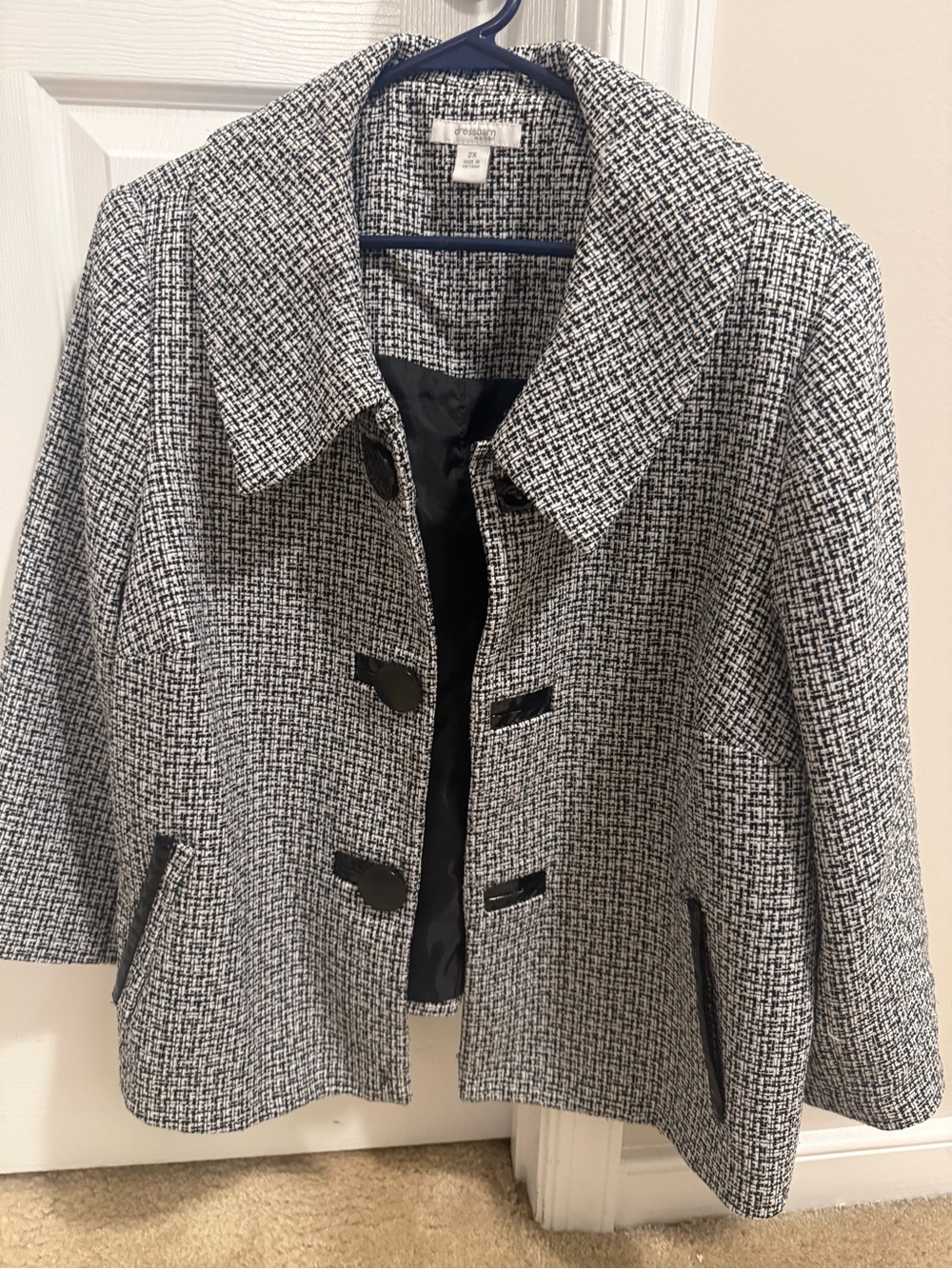 Coldwater Creek Black and White Tweed Button Jacket